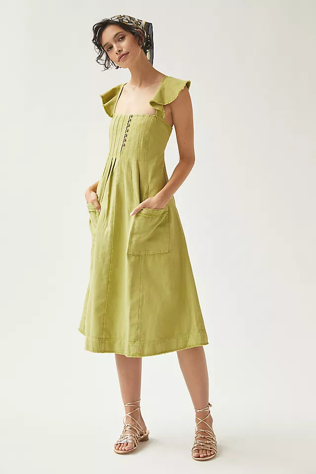 Pilcro Flutter Sleeve Midi Dress | Anthropologie (US)