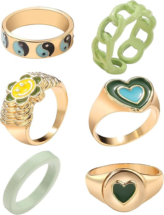 17 MILE Chunky Rings Colorful, Trendy Resin Acrylic Open Stackable Finger Knuckle Y2K Rings for W... | Amazon (US)