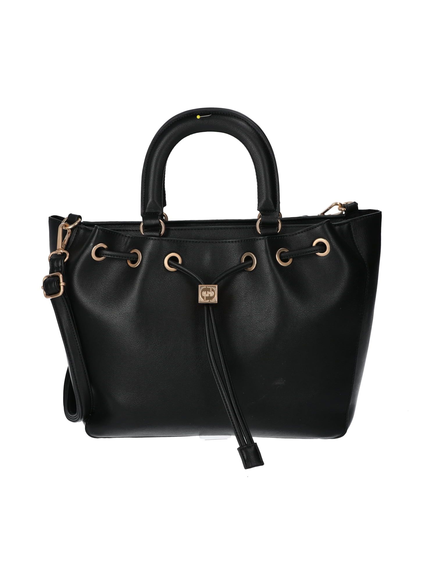 Time and Tru Women's Brynlee Faux Leather Drawstring Tote Handbag, Black | Walmart (US)