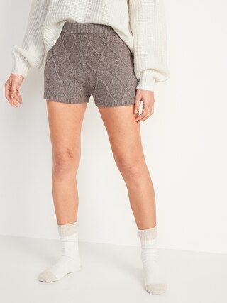 High-Waisted Diamond Stitch Cable-Knit Shorts for Women -- 2-inch inseam | Old Navy (US)