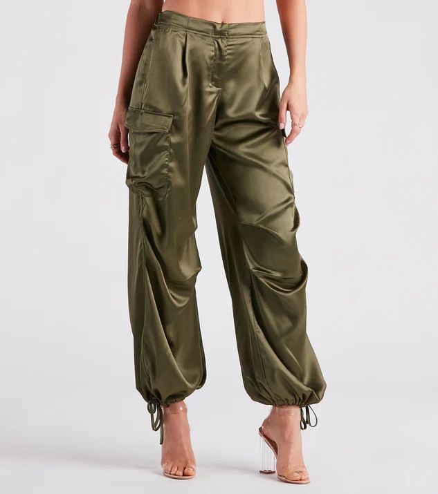 Pulling Strings Satin High-Rise Cargo Pants | Windsor Stores