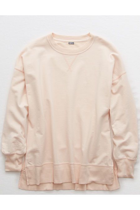 Aerie Oversized Crew Sweatshirt Women's Pink Clay L | American Eagle Outfitters (US & CA)