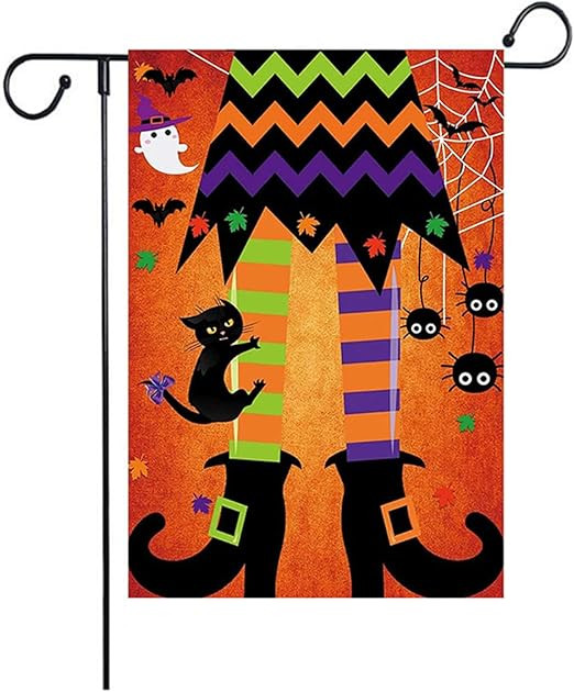 Mflagperft Halloween Witch Garden Flag Happy Halloween Garden Decorations 12 * 18 Double Sided Bu... | Amazon (US)