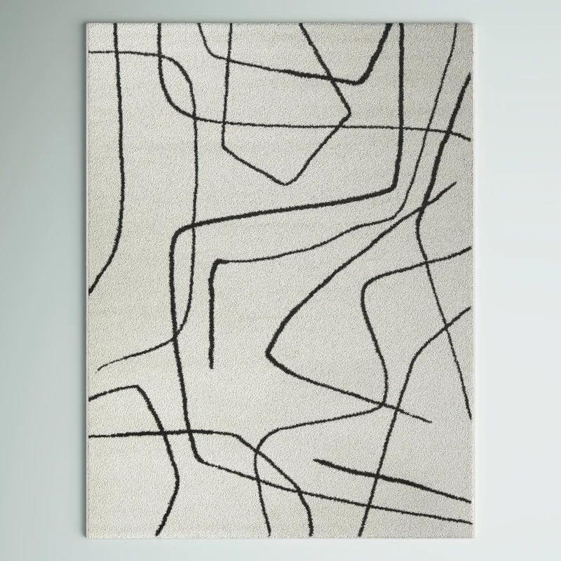 Goodrow Abstract Charcoal/White Area Rug | Wayfair Professional