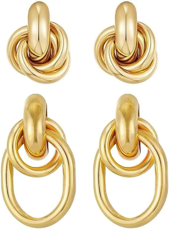 Knot Earrings Gold Chunky Geometric Earrings Statement Drop Dangle Earrings Jewelry For Women[Z1] | Walmart (US)
