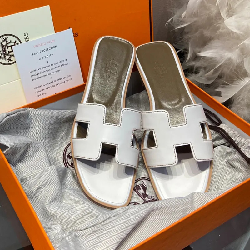 Hermes Classic Leather Flat Dupe Slippers Summer Beach Sandals Designer Shoes | DHGate