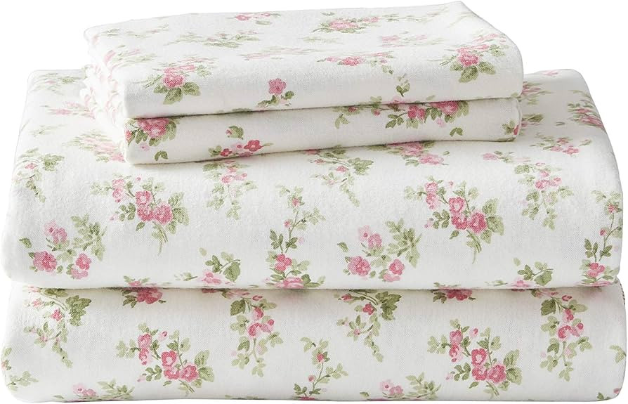 Laura Ashley Home - Queen Sheets, Cotton Flannel Bedding Set, Brushed for Extra Softness & Comfor... | Amazon (US)