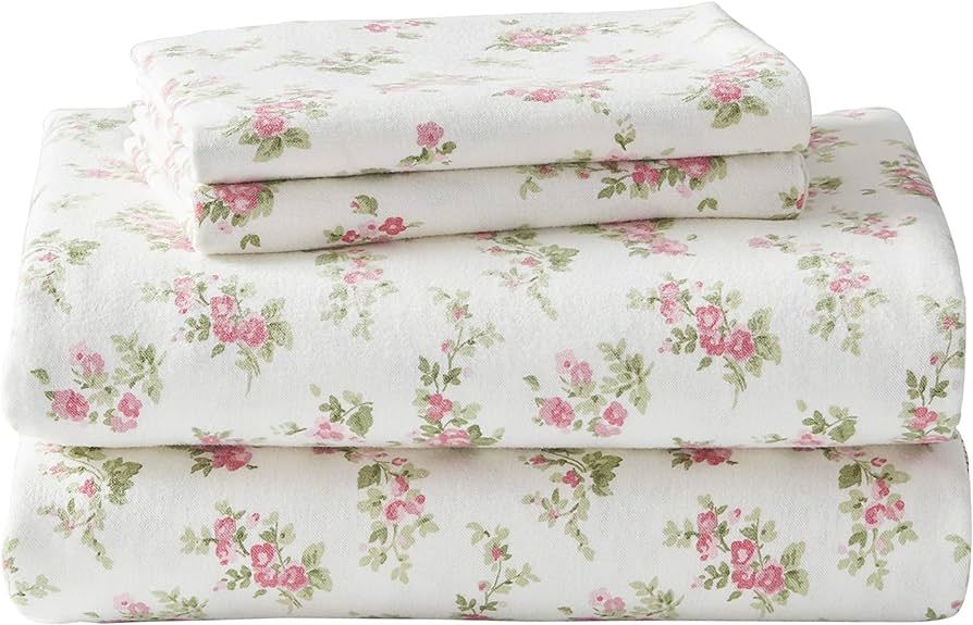 Laura Ashley Home - Queen Sheets, Cotton Flannel Bedding Set, Brushed for Extra Softness & Comfor... | Amazon (US)