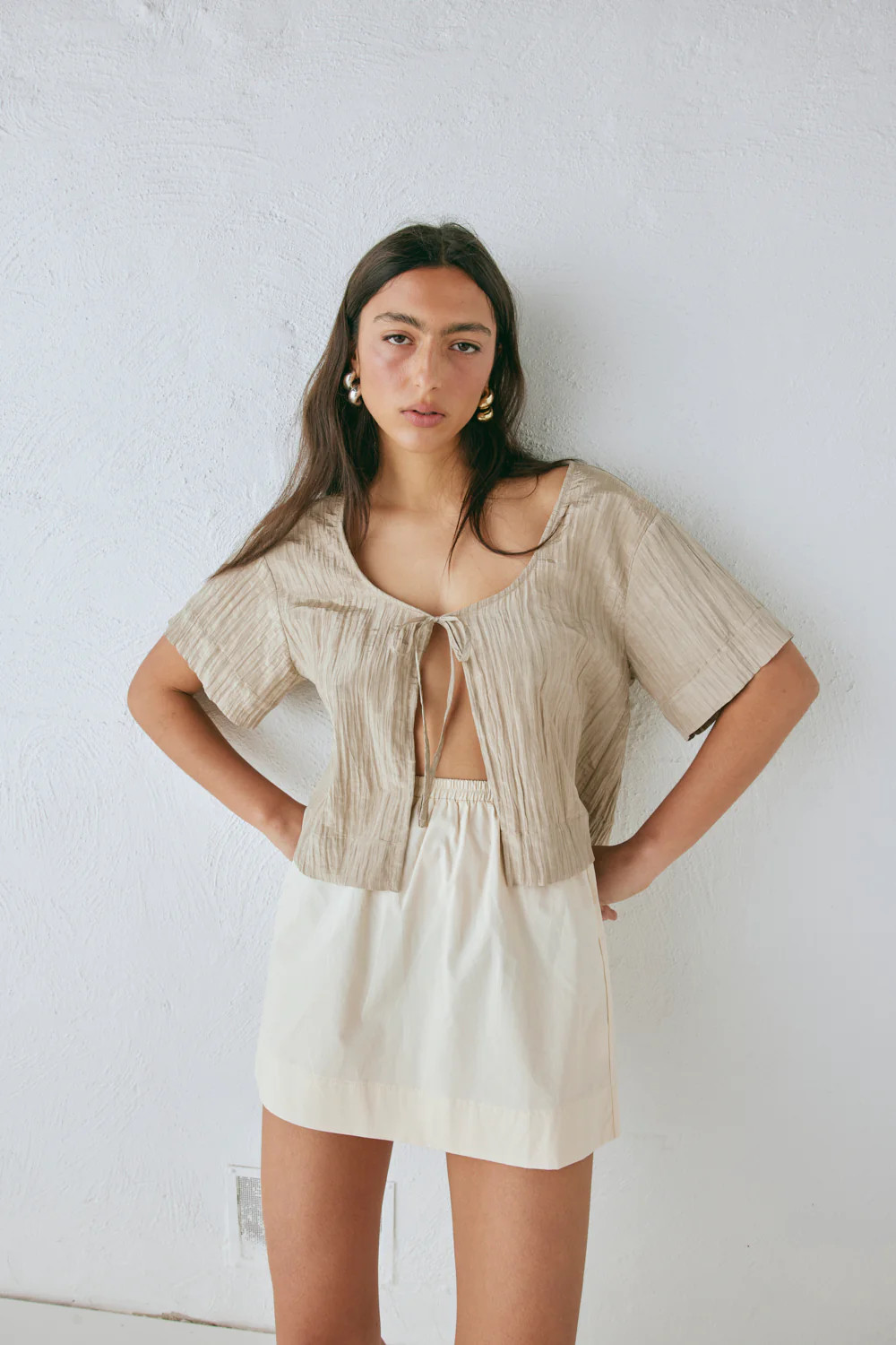 Elka Mini Skirt Cream | VRG Grl