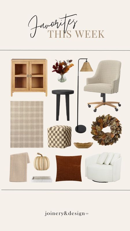Favorites from the week!!

Autumn decor (check out that GORGEOUS wreath on sale!), a gingham-printed office chair, and the most adorable floor lamp with a rattan shade. 

#falldecor #livingroom #rug #target #walmart

#LTKhome #LTKSeasonal #LTKHoliday