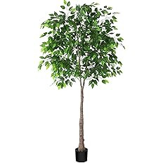 Kazeila Artificial Ficus Tree, 7FT Fake Plastic Ficus Plant in Pot with Durable Plastic Trunk, Fa... | Amazon (US)