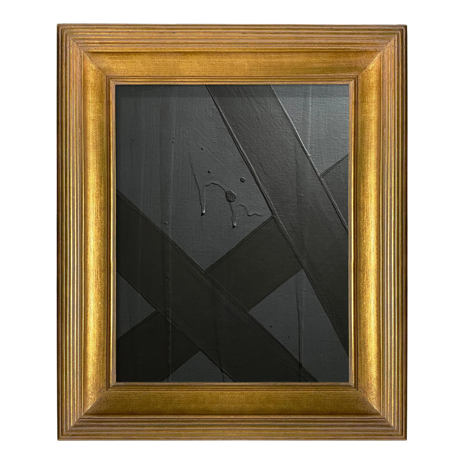 Ron Giusti Mini Abstract Charcoal Black Acrylic Painting | Chairish