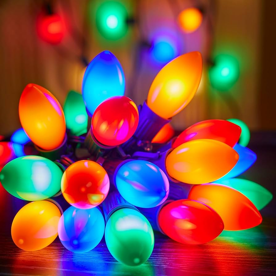 Vintage C9 LED Christmas Lights Outdoor, 25FT Multicolor Christmas String Lights with 26 Colorful... | Amazon (US)
