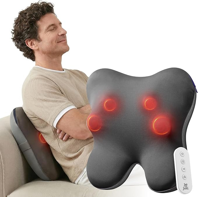 BOB AND BRAD Back Massager with Heat and Remote, EZBack Plus Shiatsu Massage Pillow with 3 Level,... | Amazon (US)