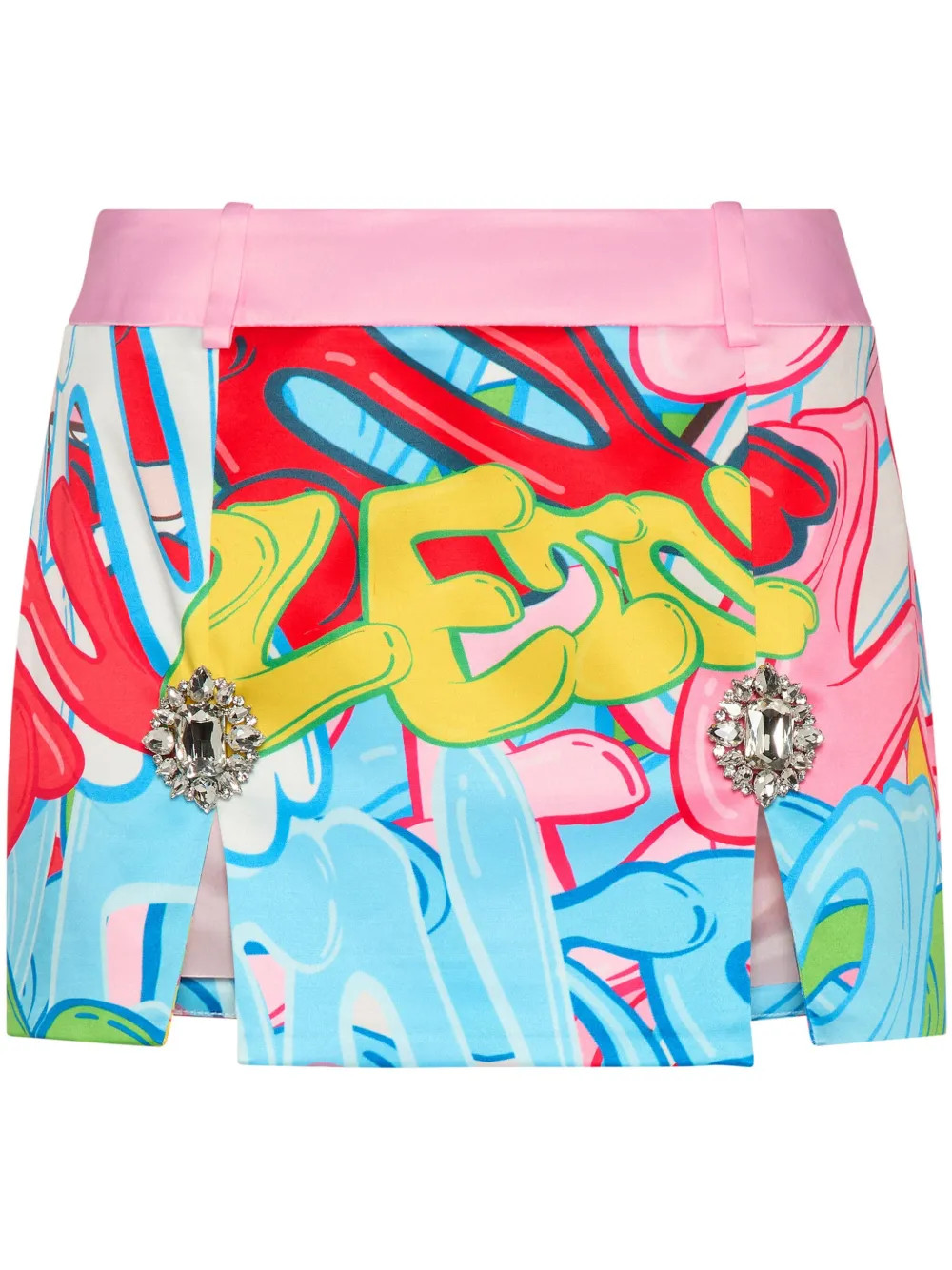 crystal-embellished graffiti-print miniskirt | Farfetch Global
