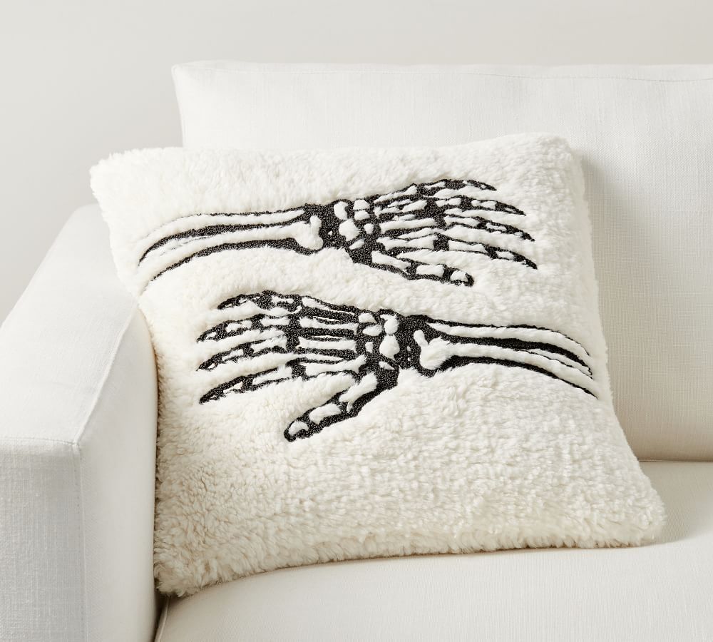 Skeleton Embroidered Sherpa Throw Pillow | Pottery Barn (US)