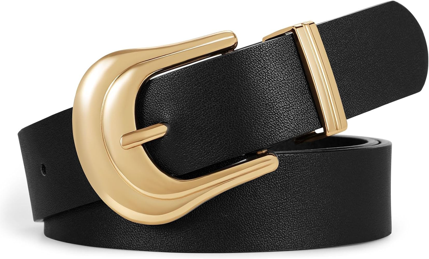 JASGOOD Women's Western Belt Vintage Black Leather Waist Belt for Pants Jeans with Gold Buckle | Amazon (US)