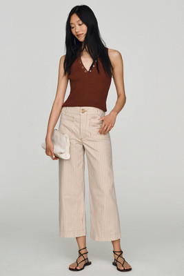The Colette Striped Crop Wide-Leg Jeans by Maeve | Anthropologie (US)