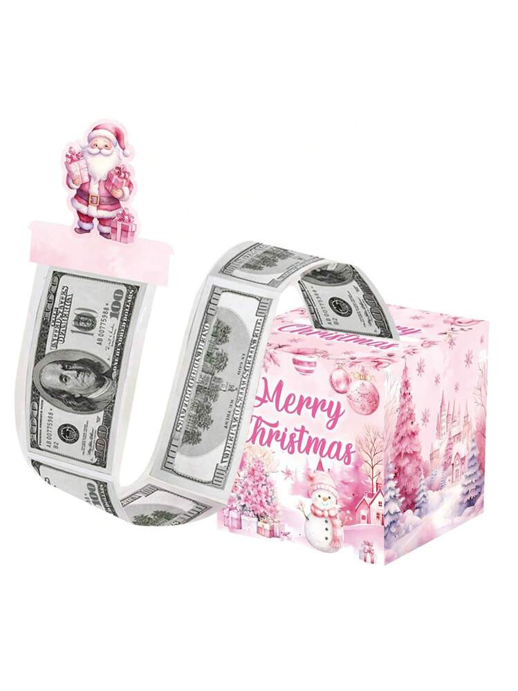 Christmas Theme Cash Box, Happy Birthday Greeting Card And 50pcs Transparent Bags, Cash Surprise ... | SHEIN