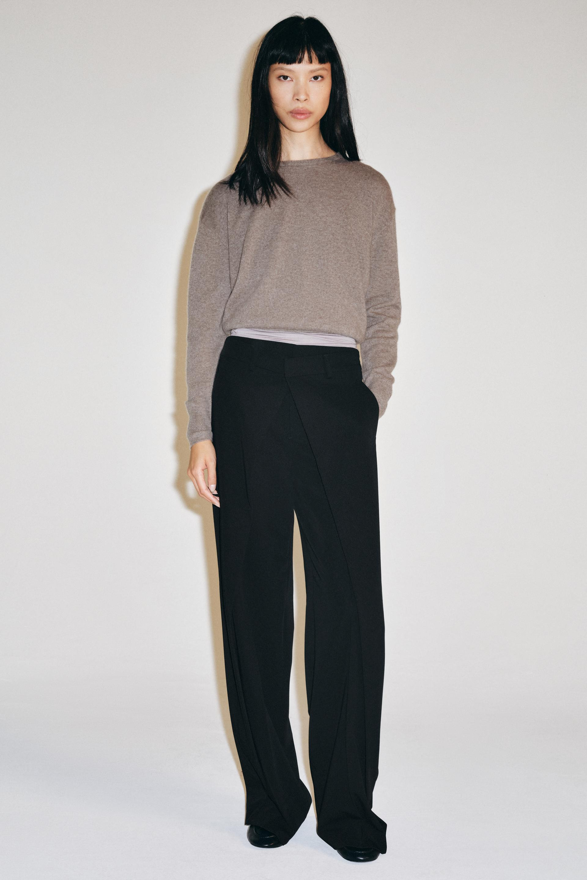 Zara - Zw Collection Front Pleat Trousers - Black - M - Woman | Zara US