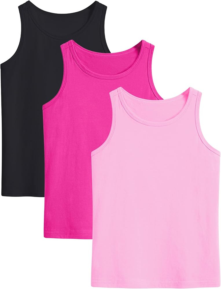 Auranso 3 Pack Girls Dance Tank Tops Sleeveless Racerback Athletic Shirts Cotton Dance Outfit for... | Amazon (US)