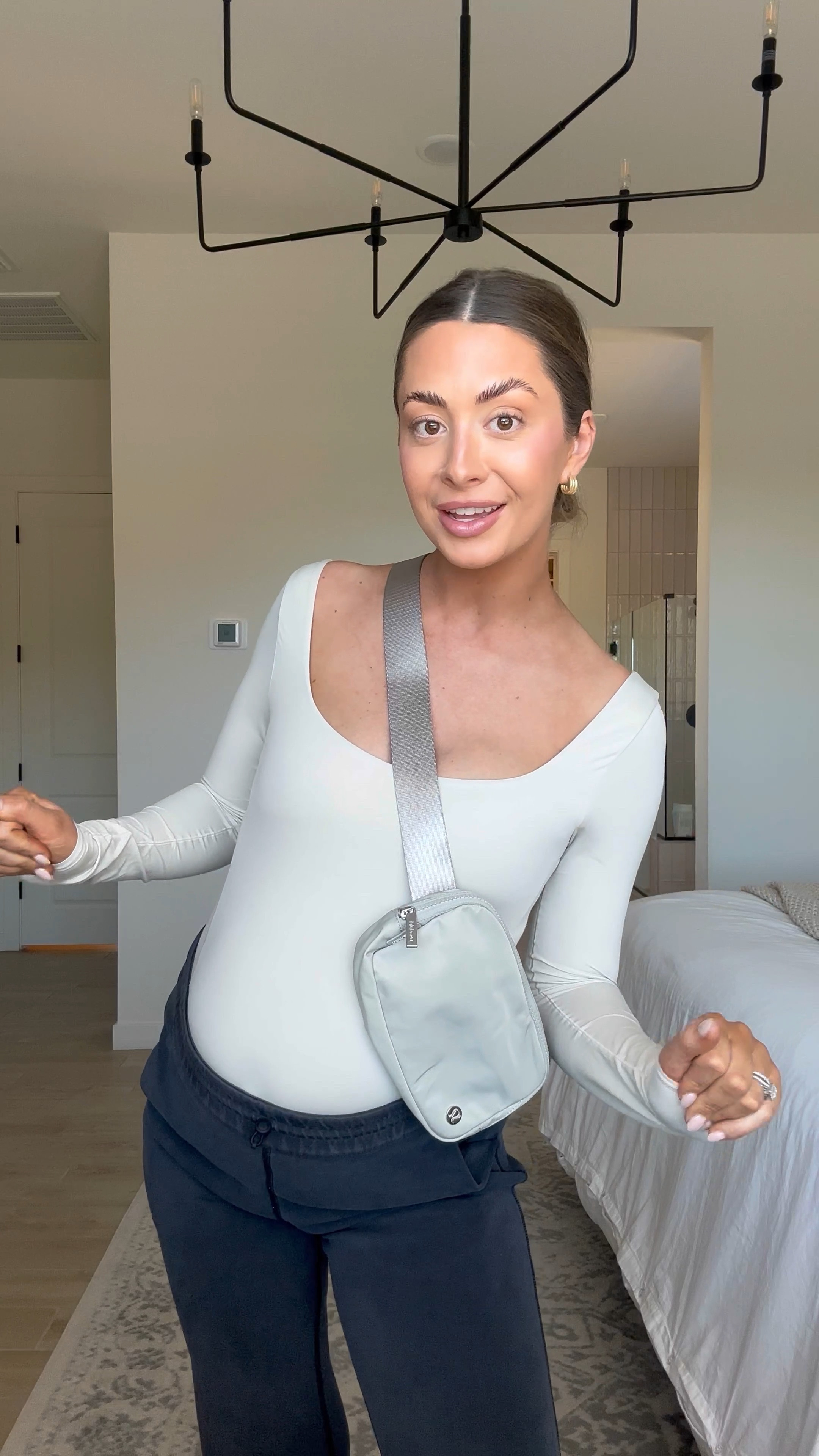@lululemon spring haul!! 🌸💫 

First outfit: Mojave Tan in bodysuit & fits TTS (unless you’re pregnant I’d recommend sizing up 2 sizes). Pants also are TTS in black (if pregnant size up 2 sizes). Bag color is Raw Linen. Shoes are TTS & color is Light Ivory. 

Second outfit: Bone in top fits TTS (unless pregnant I’d recommend sizing up one size - I’m wearing a 6). Pants fits TTS color is Espresso (if pregnant I recommend sizing up 2 sizes). Shoes fit TTS & color is Vapor/White/Silver Drop. 

#lululemoncreator #ad 

#LTKfitness #LTKbump
