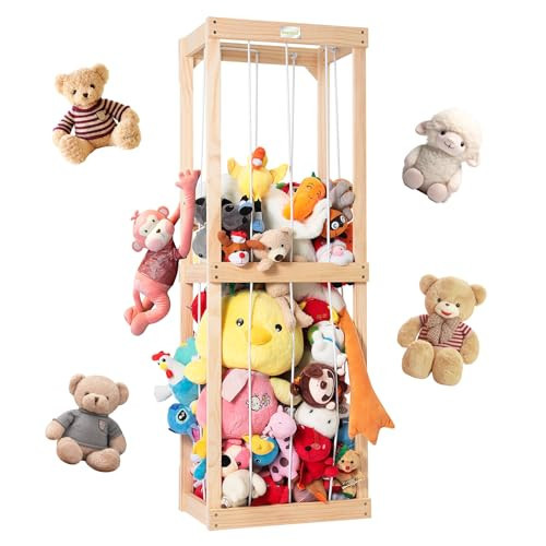 Easyego Stuffed Animal Zoo Storage, Wood Zoo Animals Storage Toy Holder, 60" Floor Stuffed Animal Organizer with Bold Elastic Rope, Ideal Zoo Cage for Nursery, Play Room, Bedroom | Amazon (US)