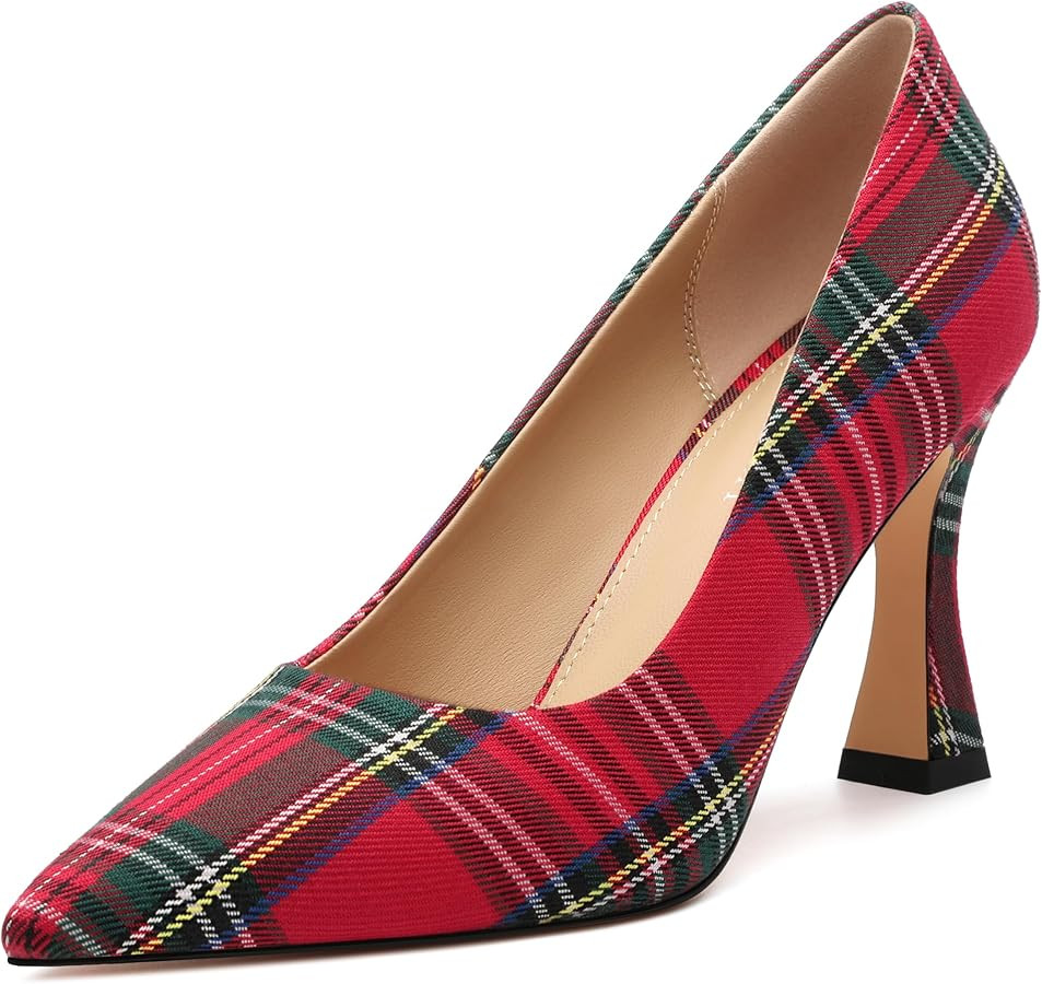 AMBELIGHT Women's Pointed Toe Stiletto Pumps 3.2 Inch High Heels Slip On Classic Comfort Dress Sh... | Amazon (US)