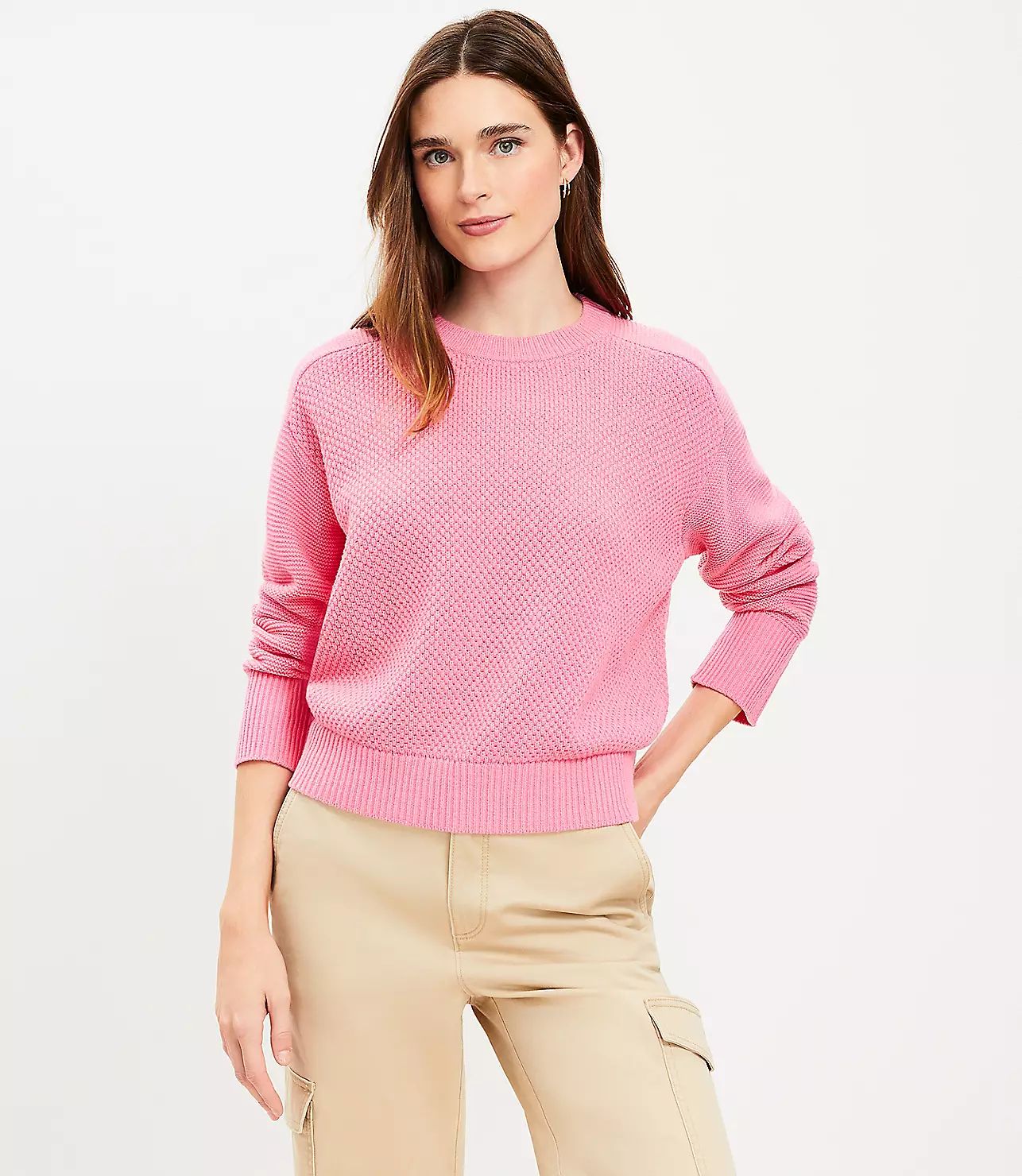 Petite Textured Saddle Sleeve Sweater | LOFT