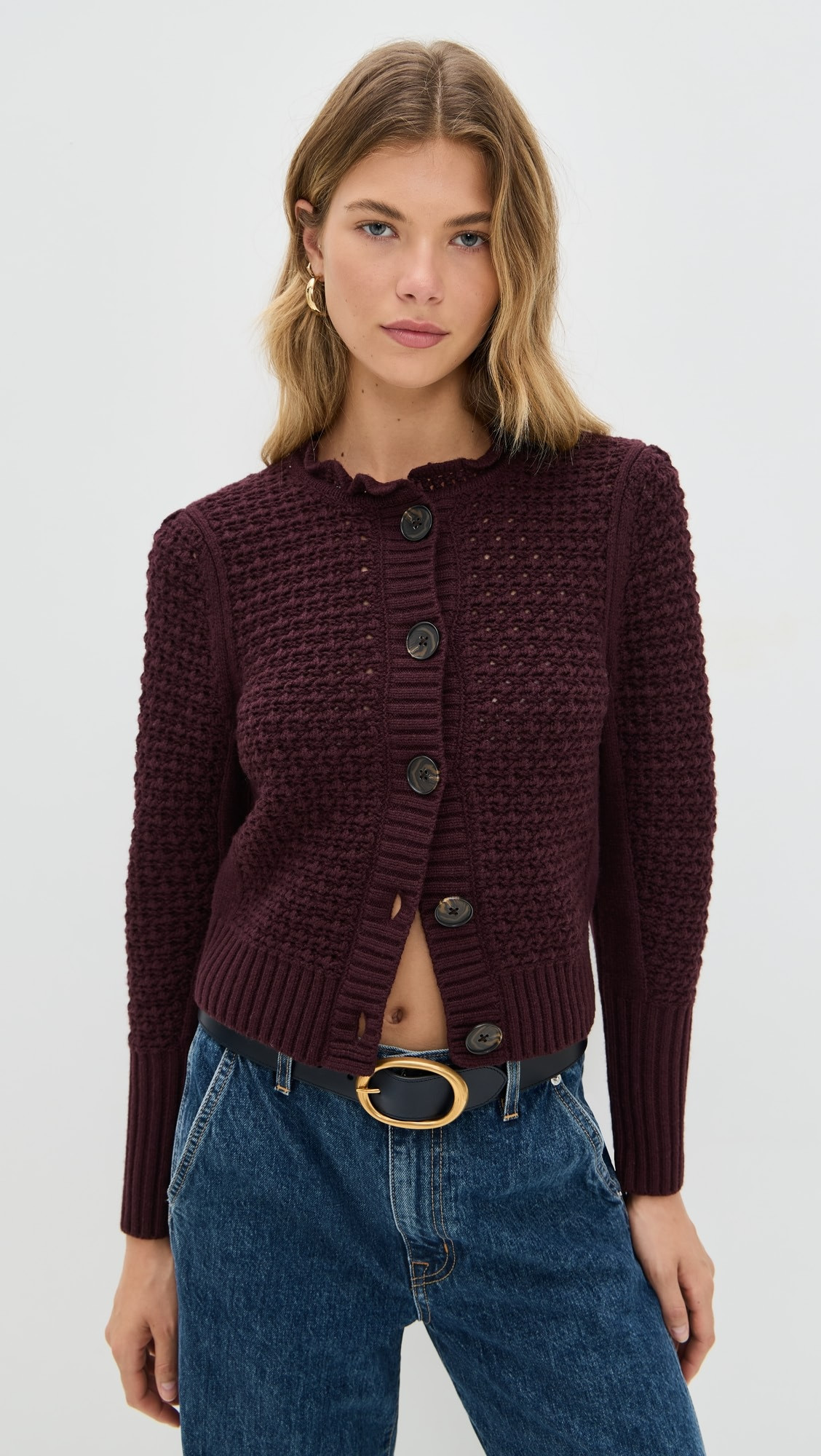 Scalloped Merino Wool Blend Cardigan | Shopbop