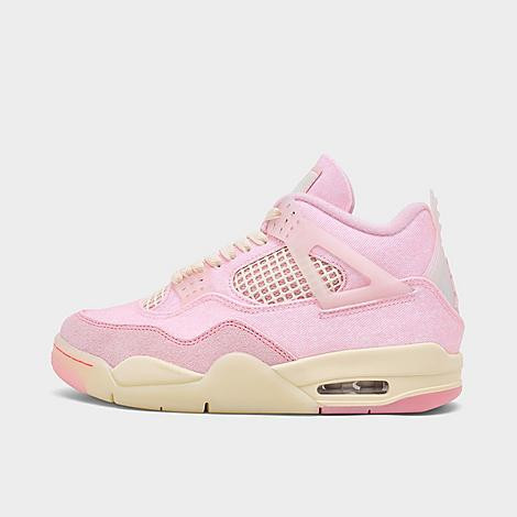 Jordan Women's Air Retro 4 Textile Casual Shoes in Pearl Pink/Iced Carmine/Coconut Milk Size: 12.0 | Finish Line (US)