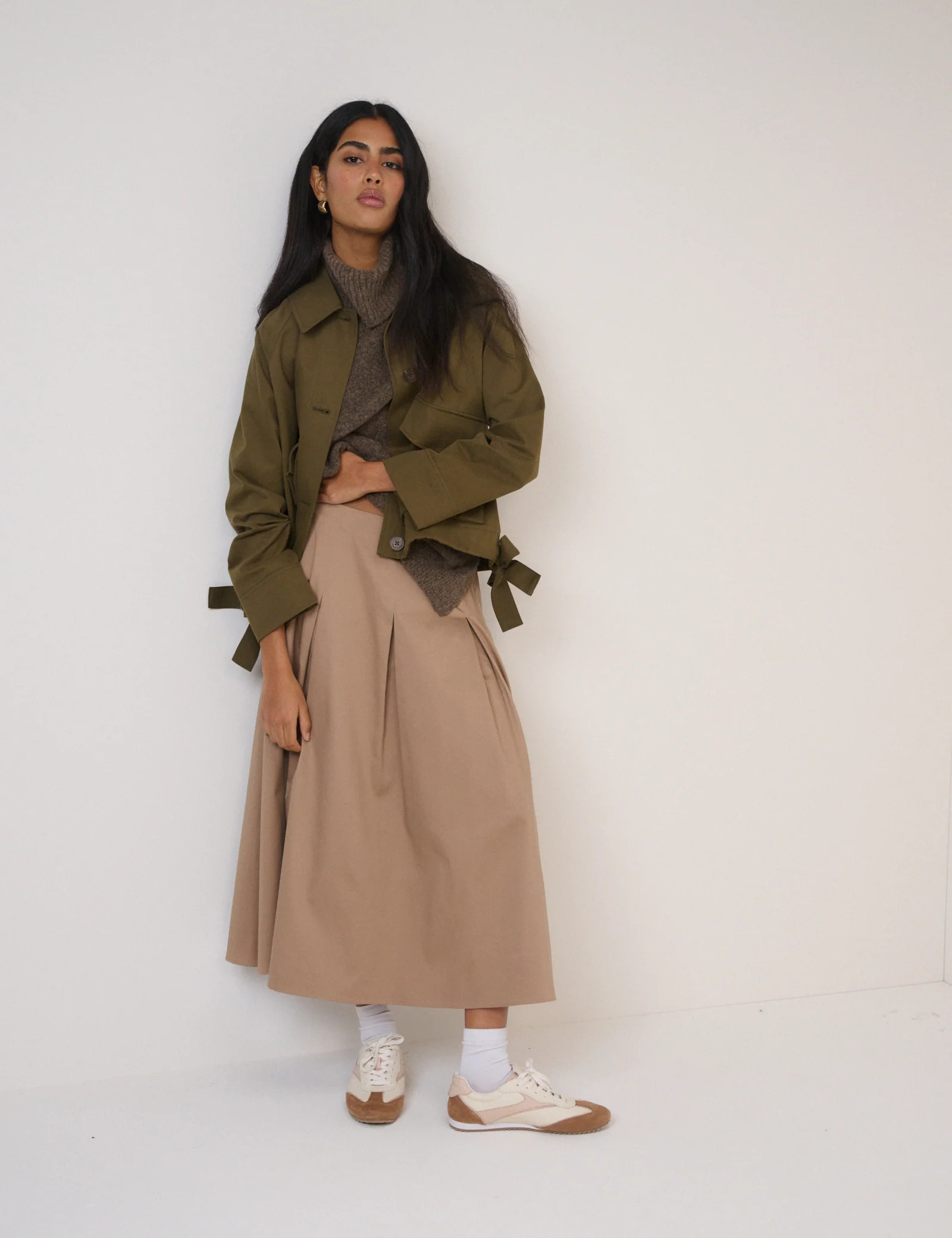 Beige Pleated Midi Skirt | Nobody's Child