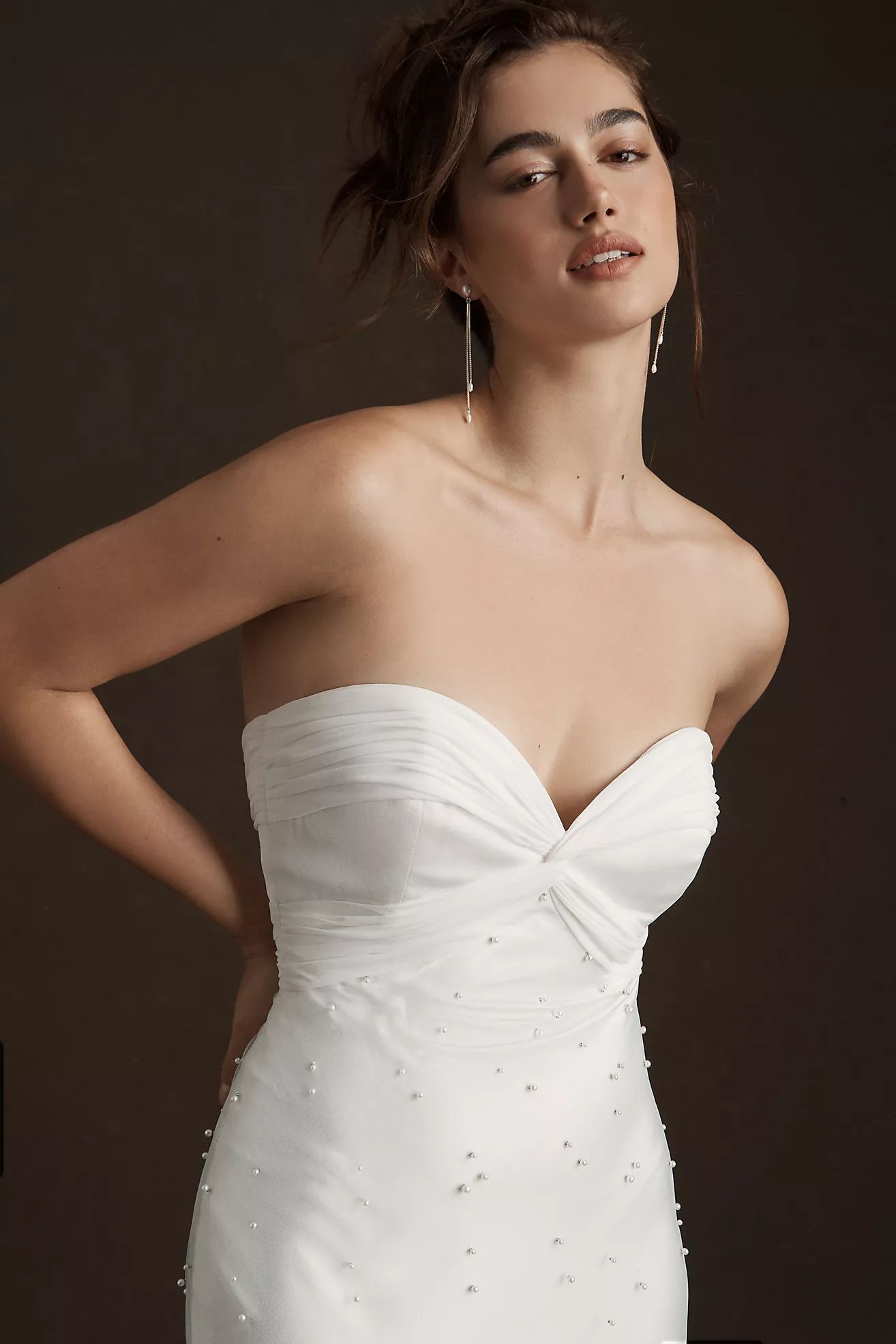 Savannah Miller Angeline Strapless Pearl Overlay Wedding Gown | Anthropologie (US)
