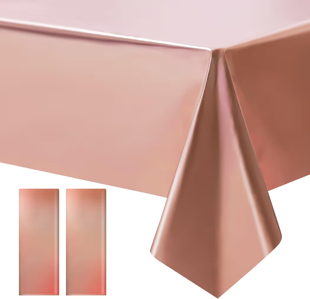 2 pcs Rose Gold Tablecloth Plastic -Stunning Metallic Matte Finish, 40" x 108" Bachelorette Table... | Amazon (US)