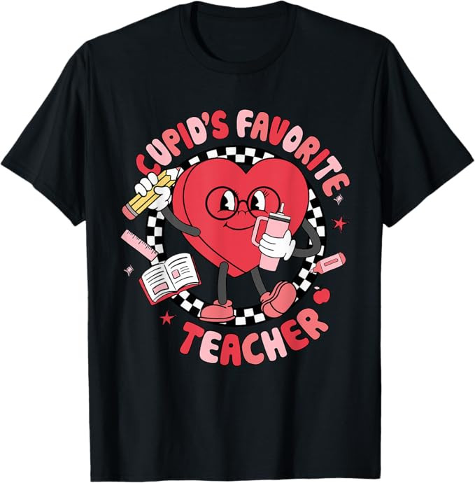 Cupid's Favorite Teacher Cute Heart Valentines Day Women Kid T-Shirt | Amazon (US)
