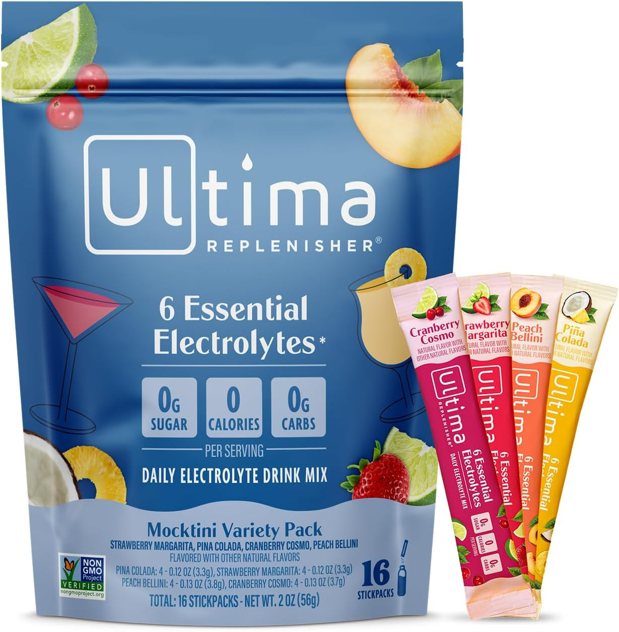 Ultima Replenisher Mocktini Variety Electrolyte Packets, 16 Stickpacks | Amazon (US)
