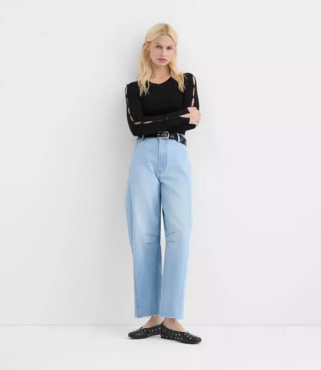 Rivete Fresh Cut Horseshoe Jeans in Haze Wash | LOFT