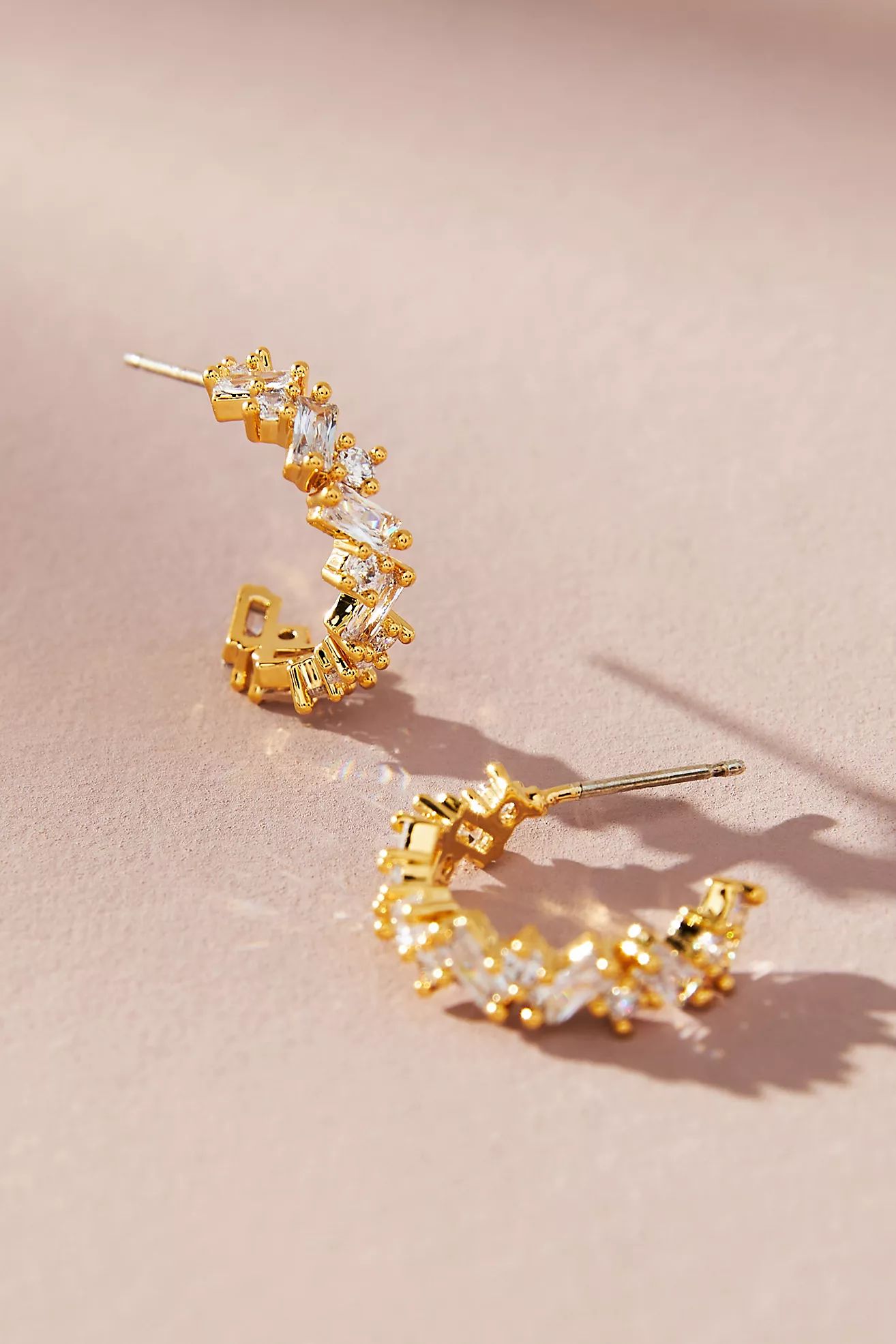 Layered Crystal Baguette Hoop Earrings | Anthropologie (US)