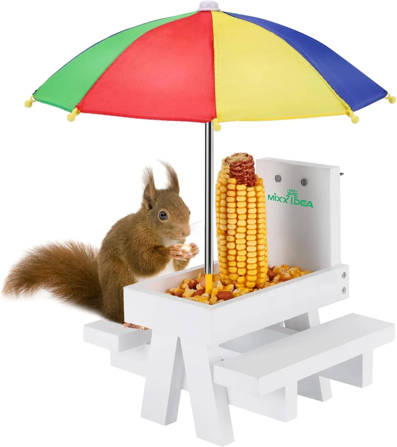 Urban Deco Squirrel Feeder Table with Umbrella, Wooden Squirrel Picnic Table Feeder, Durable Squi... | Walmart (US)