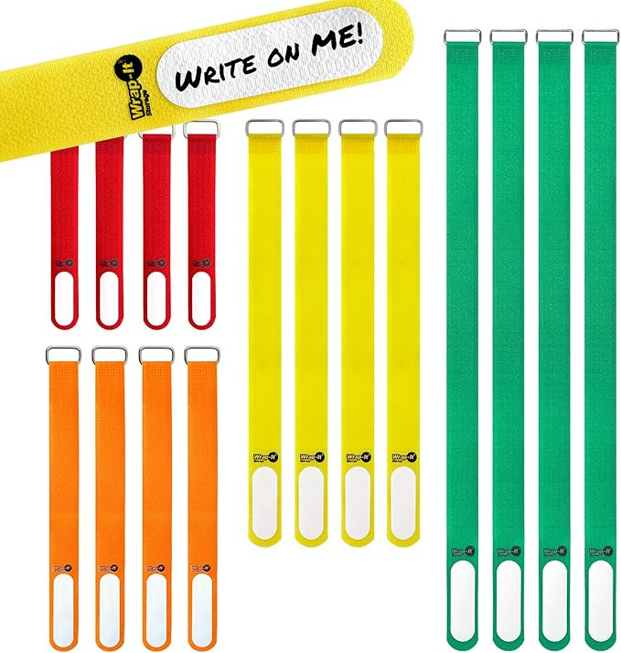 Wrap-It Storage Cinch-Straps (Assorted 16 Pack) Hook and Loop Straps with Metal Buckles and Write... | Amazon (US)
