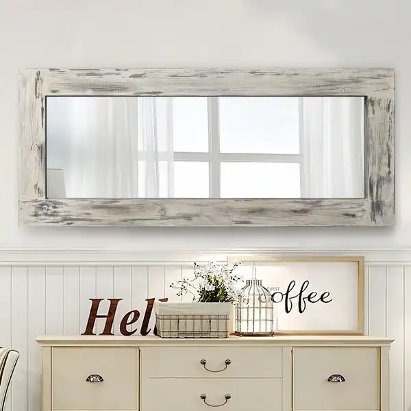 American Farmhouse Full-Length Floor Mirror-Hollow Wood Distressed - 58x24 - charcoal | Bed Bath & Beyond