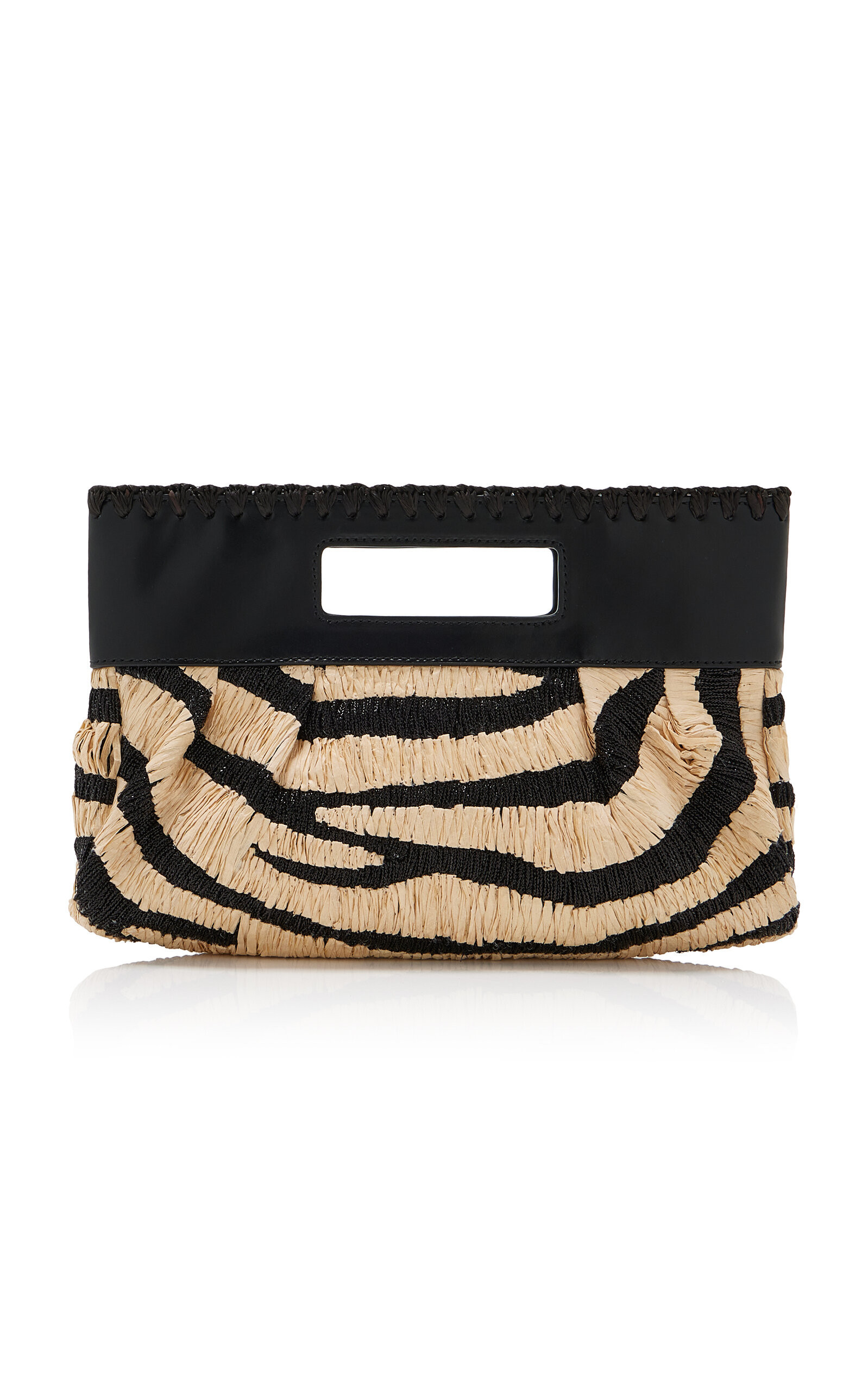 STAUD - Lena Zebra Raffia Clutch - Black/white - OS - Moda Operandi | Moda Operandi (Global)