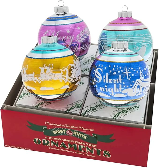 Shiny Brite Christmas Confetti 4CT 4" Flocked Rounds | Amazon (US)