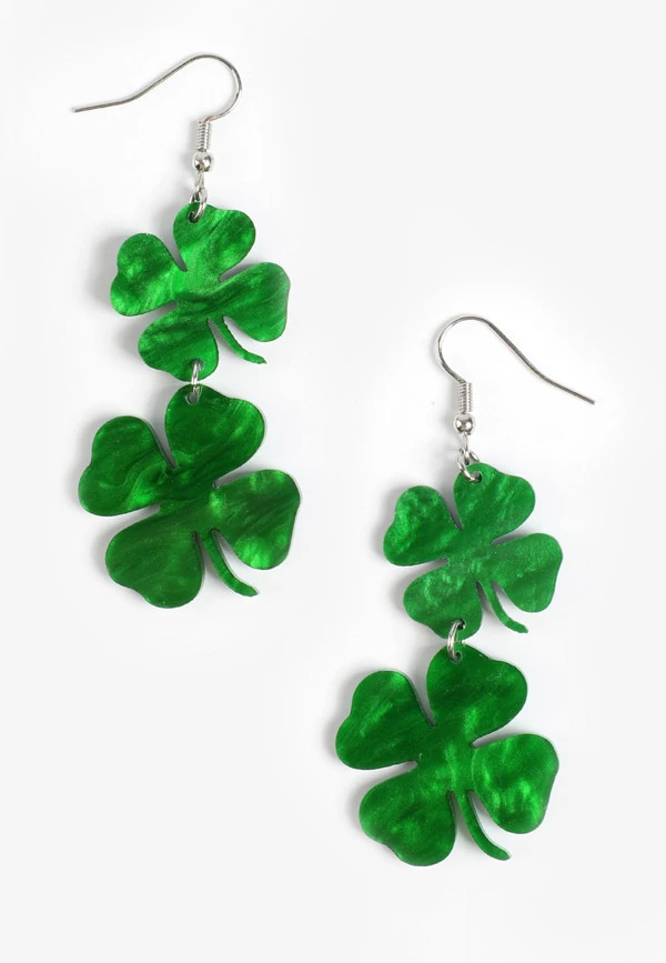 Green St Patricks Day Shamrock Earrings | Maurices