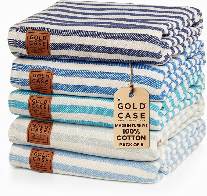 Gold CASE Turkish Beach Towel Set of 5 – 100% Cotton Turkish Beach Towels Bulk 71 x 40'' – MY... | Amazon (US)