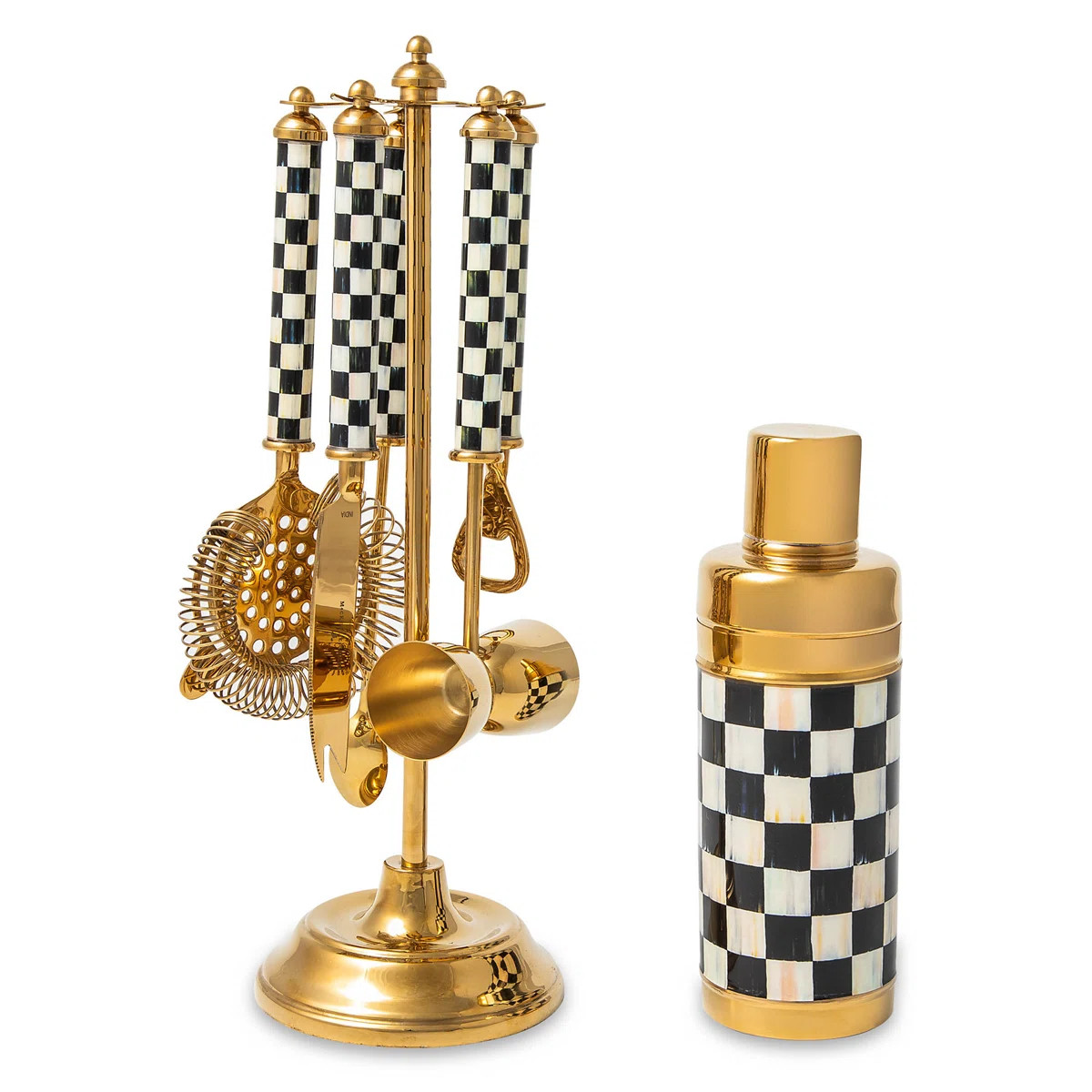 Courtly Check® 3260 Black/White/Gold Edition 6 - Piece Bar Set | Wayfair North America