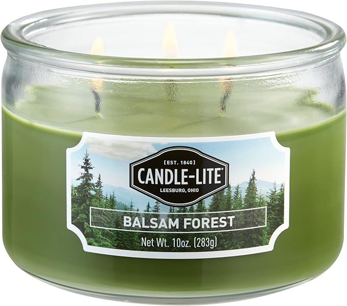 Candle-Lite Everyday Scented Balsam Forest 3-Wick Jar Candle, 10 oz, Green | Amazon (US)