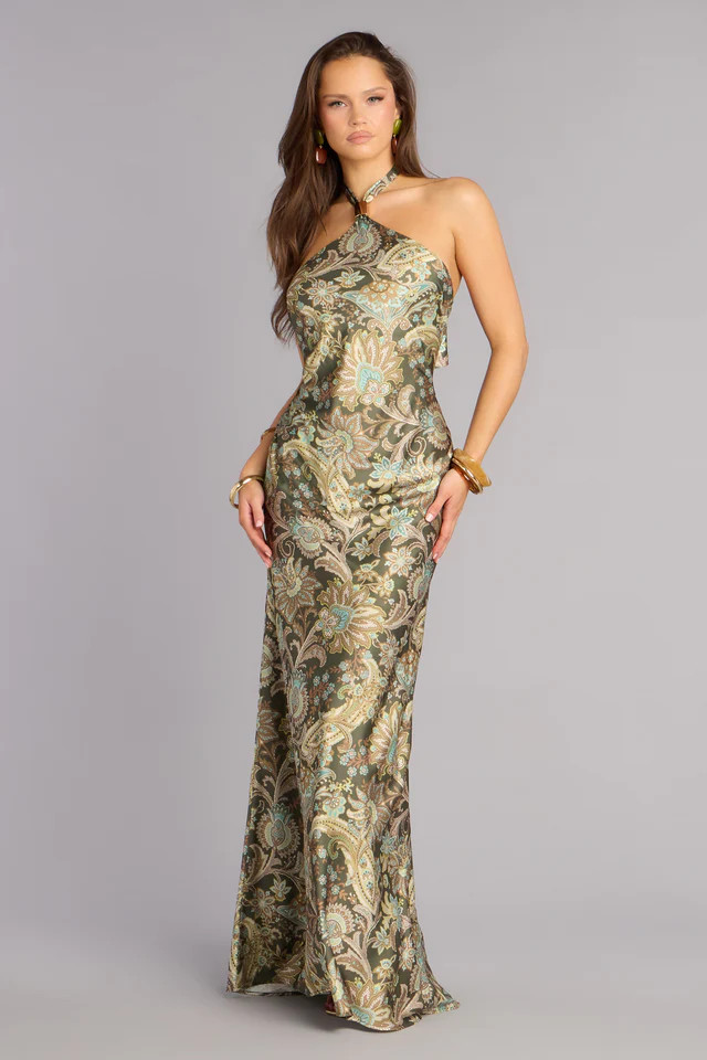 Cecily Paisley Satin Formal Dress | Windsor Stores