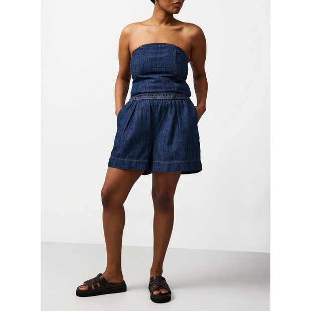 Buy Dark Denim Linen Blend Pull On Co-ord Shorts 12 | Co-ords | Tu | Tu Clothing