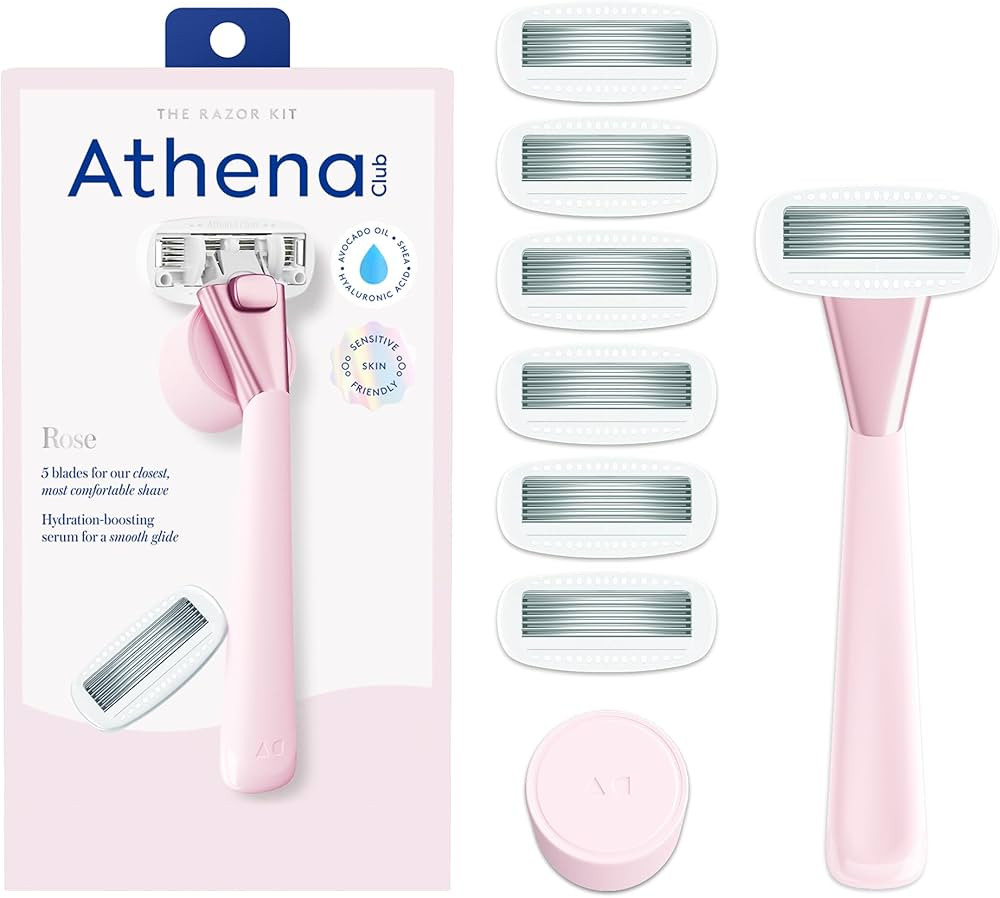 Athena Club Women's Razor Shave Kit, 1 Rose Razor Handle + 6 Blade Refills | Amazon (US)